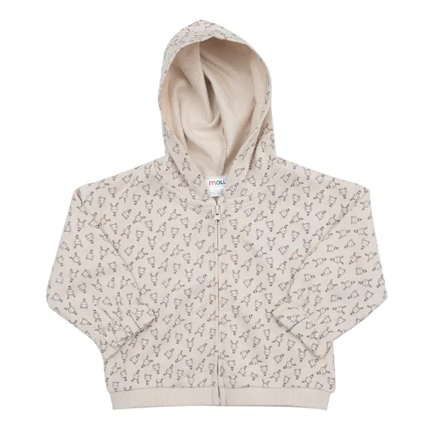 Toys Center Baby felpa bimba beige zip animaletti