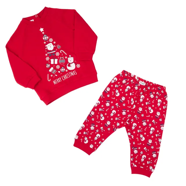 Baby Christmas pigiama 2 pezzi bimbo rosso cotone