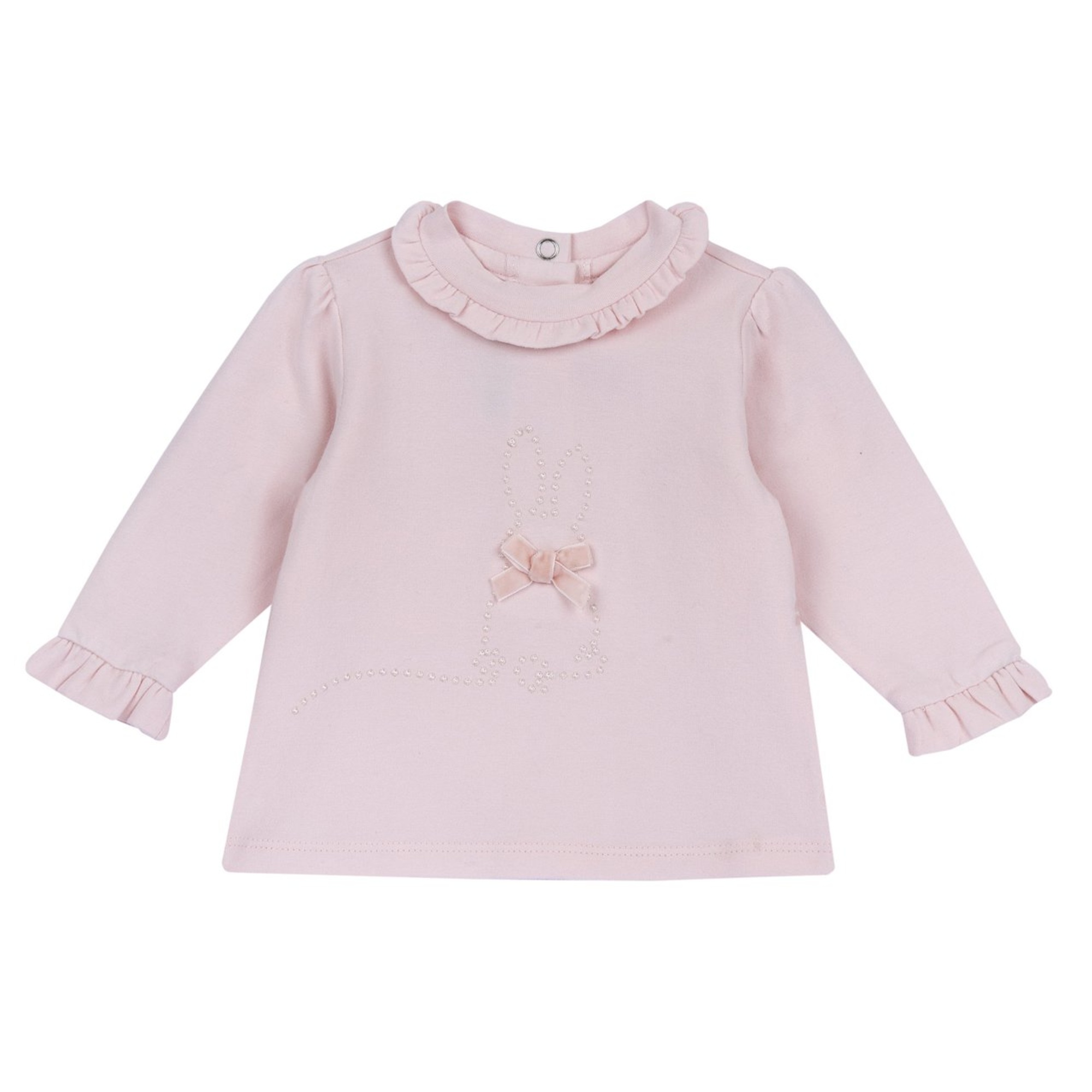 Chicco Maglietta Lupetto Rosa Ricamo Coniglio Manica Lunga