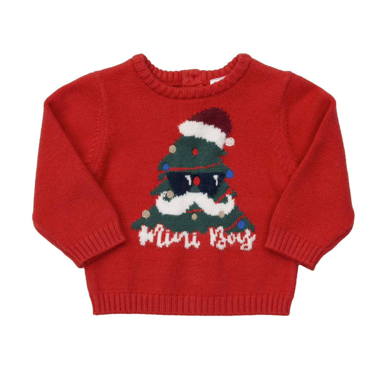 Mawi maglia tricot rossa bimbo intarsio albero Natale