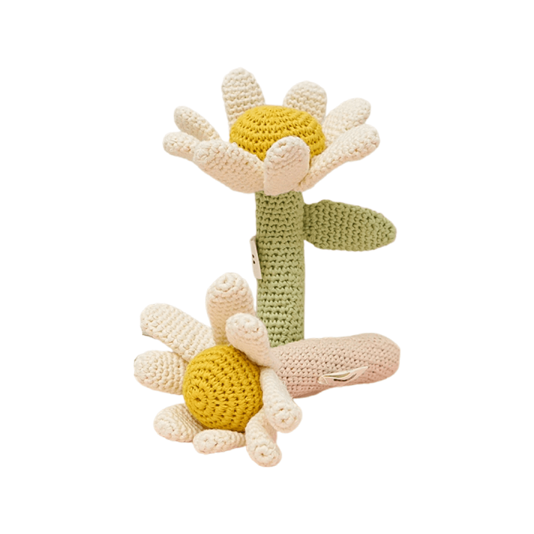 Piccoli Toys Sonaglio Uncinetto Fiore Verde Cotone
