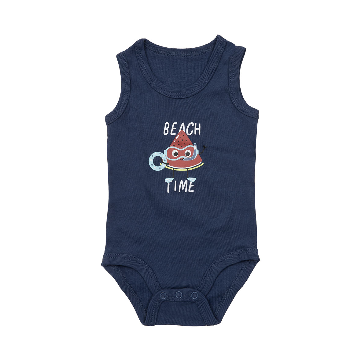 Body canotta bimbo blu stampato costina bottoni