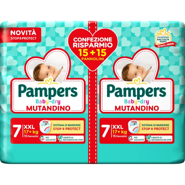Pampers Baby-Dry pannolino mutandina taglia 7 XXL 30pz
