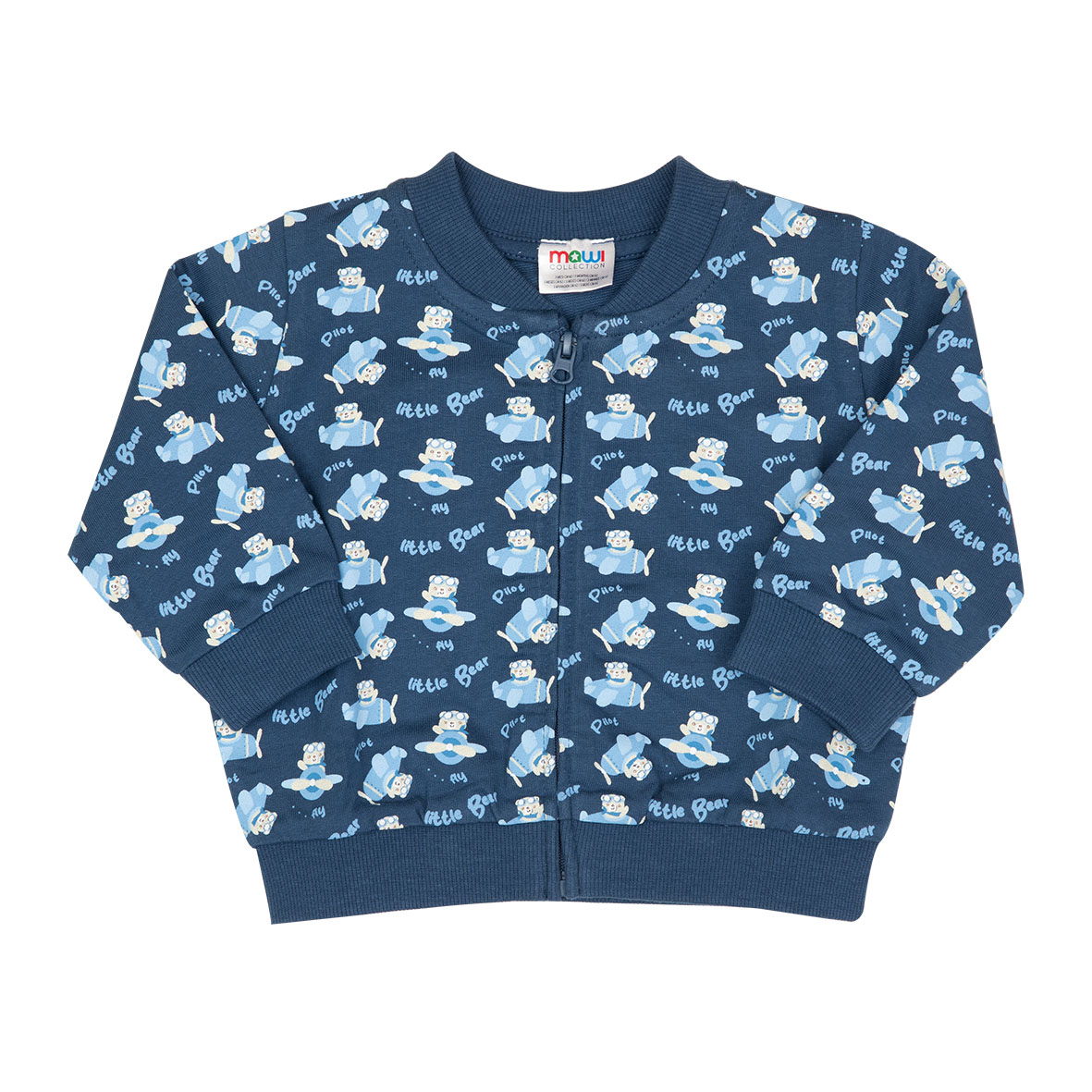 Felpa zip bimbo blu orsetto aviatore casual