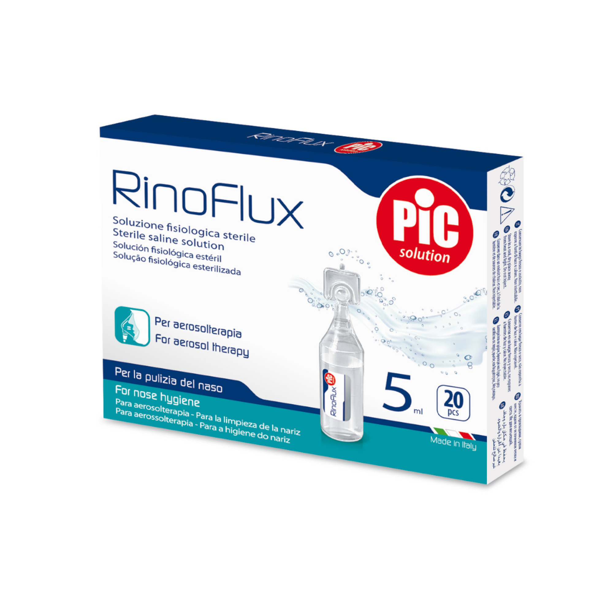 Pic Rinoflux soluzione fisiologica 20 fiale da 5 ml sterile