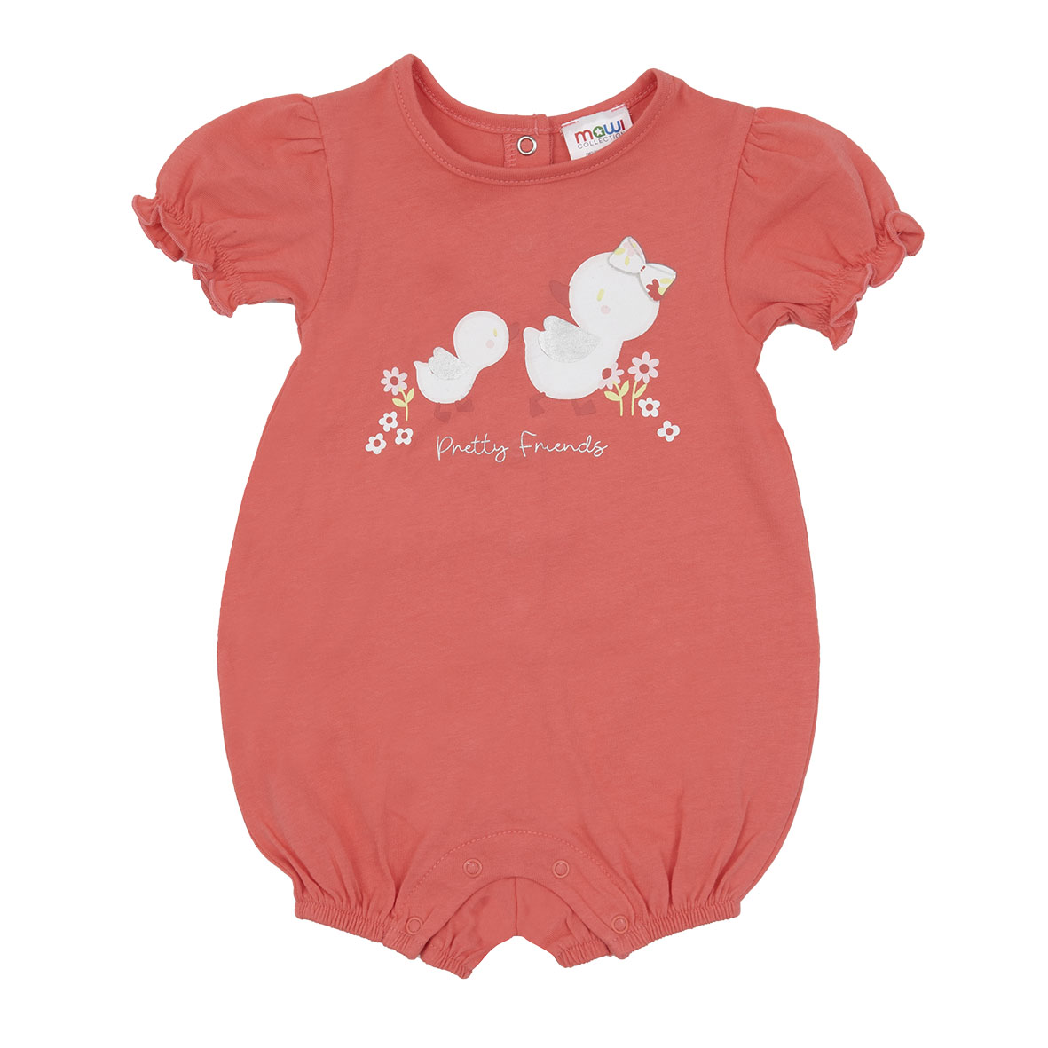 Pagliaccetto bimba mezza manica jersey corallo