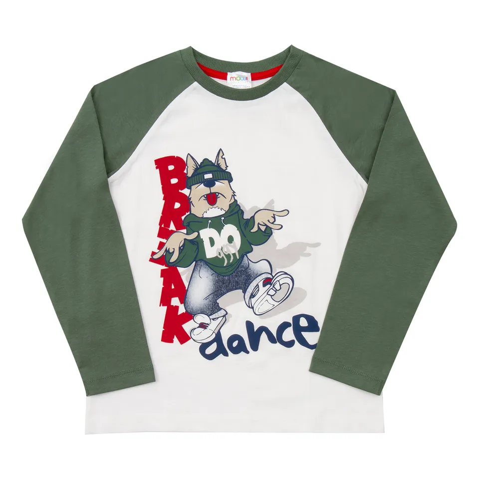 Mawi T-shirt Manica Lunga Raglan Panna Cotone Stampa