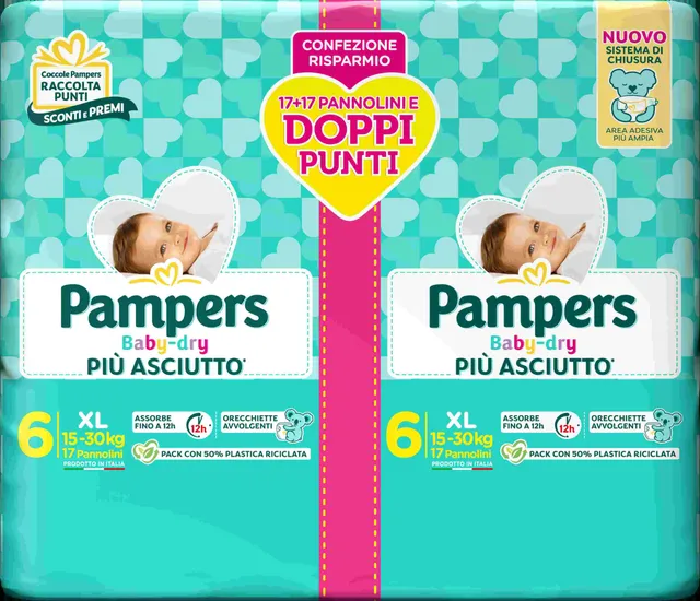 Pampers Baby-Dry Taglia 6 XL pannolini 15-30 kg 34 pz