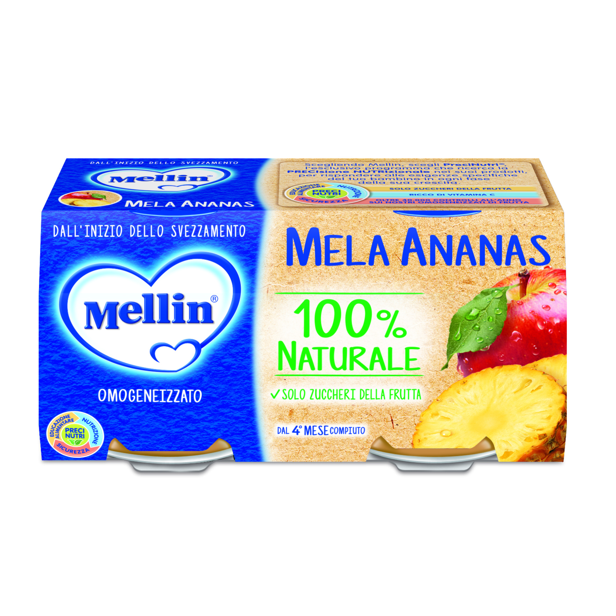 Mellin Omogeneizzato Mela Ananas 2x100g dal 4° mese