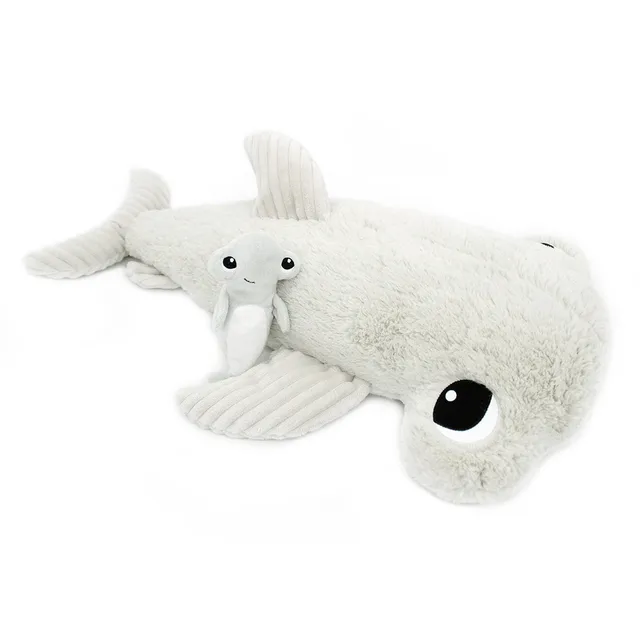 Les Deglingos Ptipotos Clou peluche squalo martello mamma bebè grigio
