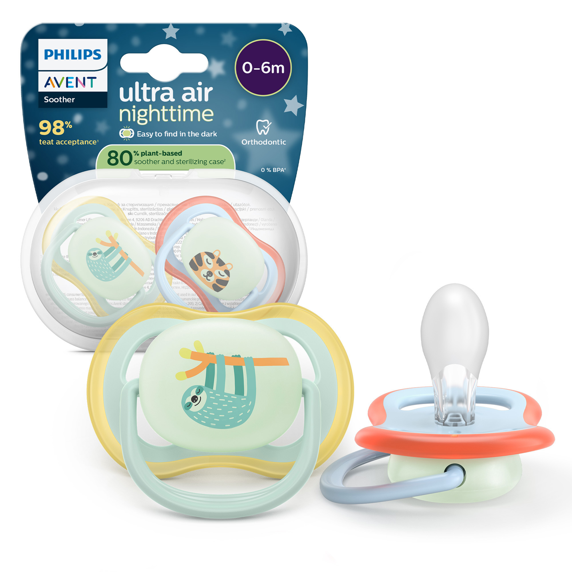 Philips Avent Ultra Air Night succhietti 0-6 mesi 2 pezzi fosforescenti