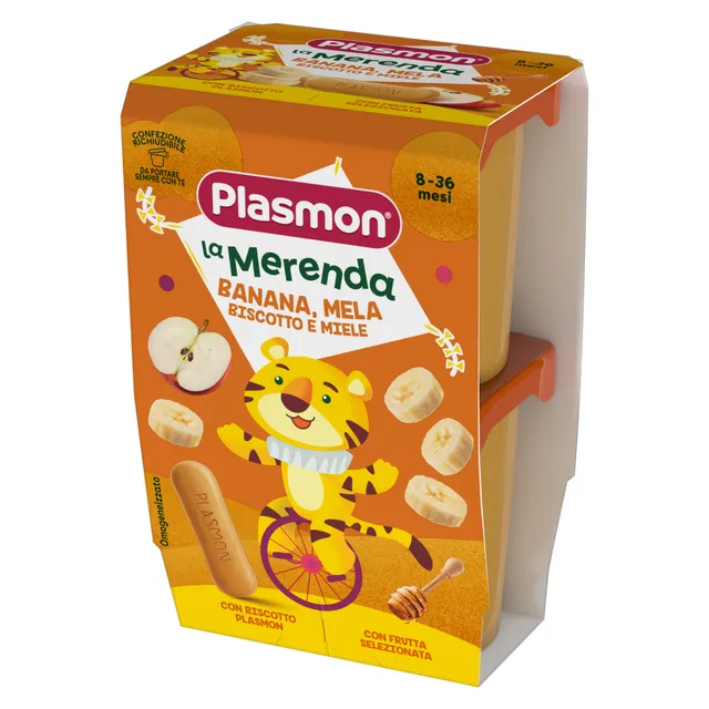 Plasmon Merenda banana mela biscotto miele 2x120g 8 mesi