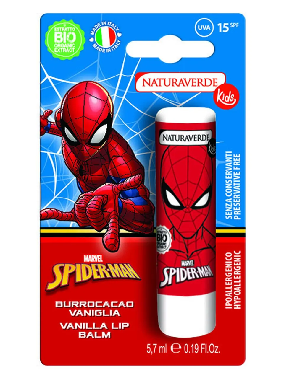 Spider-Man Kids burrocacao vaniglia 5,7 ml SPF15