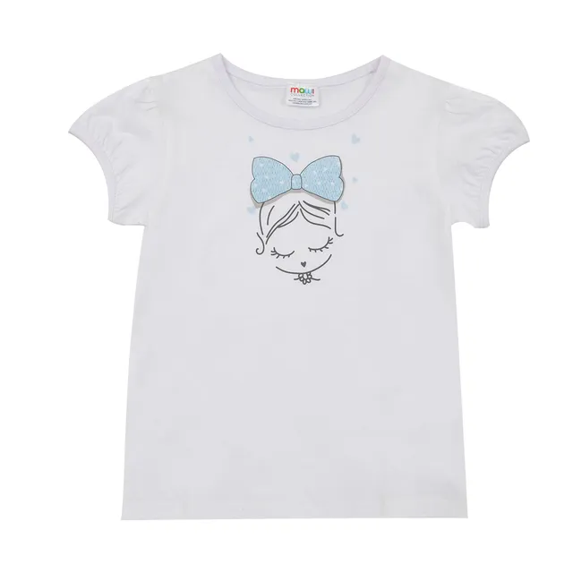 Toys Center Baby t-shirt jersey bimba bianca stampa fiocchetto