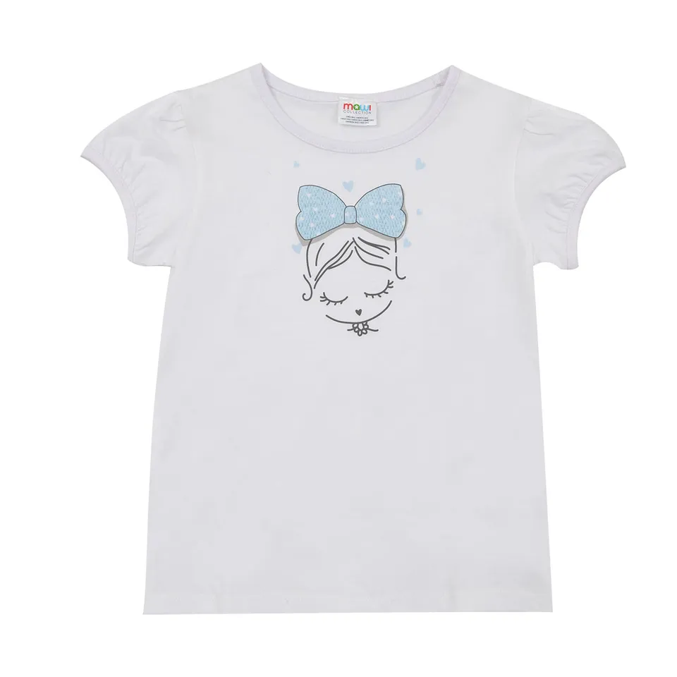 Toys Center Baby t-shirt jersey bimba bianca stampa fiocchetto