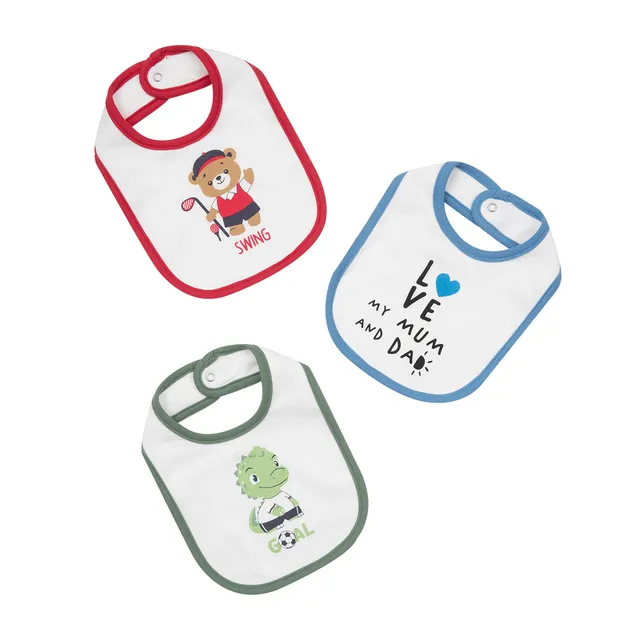 Set 3 bavaglini bimba con clip cotone