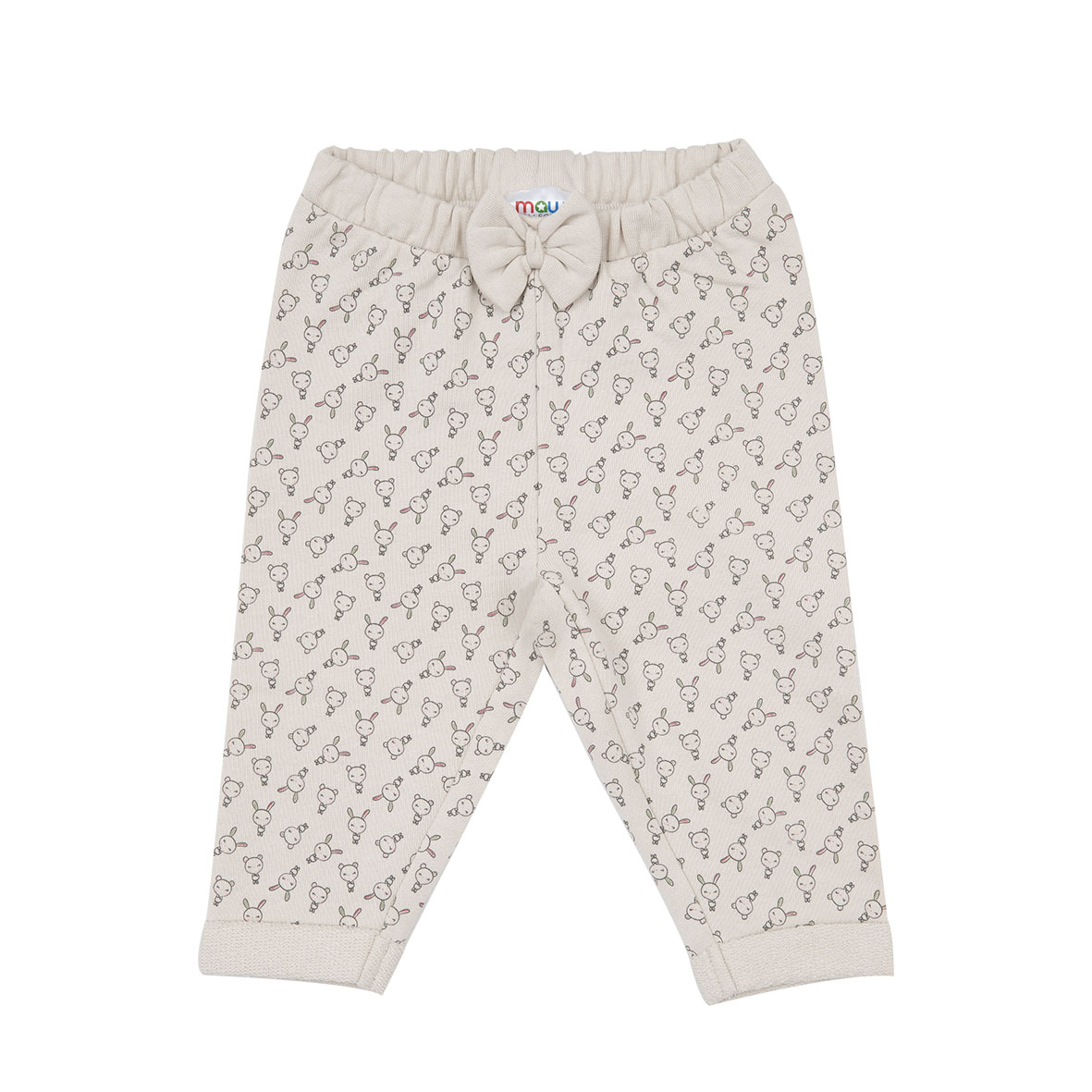 Toys Center Baby Pantalone Felpato Bimba Beige Stampato con Fiocco