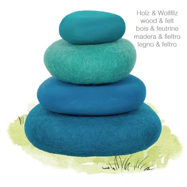 The Dida Pietre Waldorf sassi impilabili feltro blu