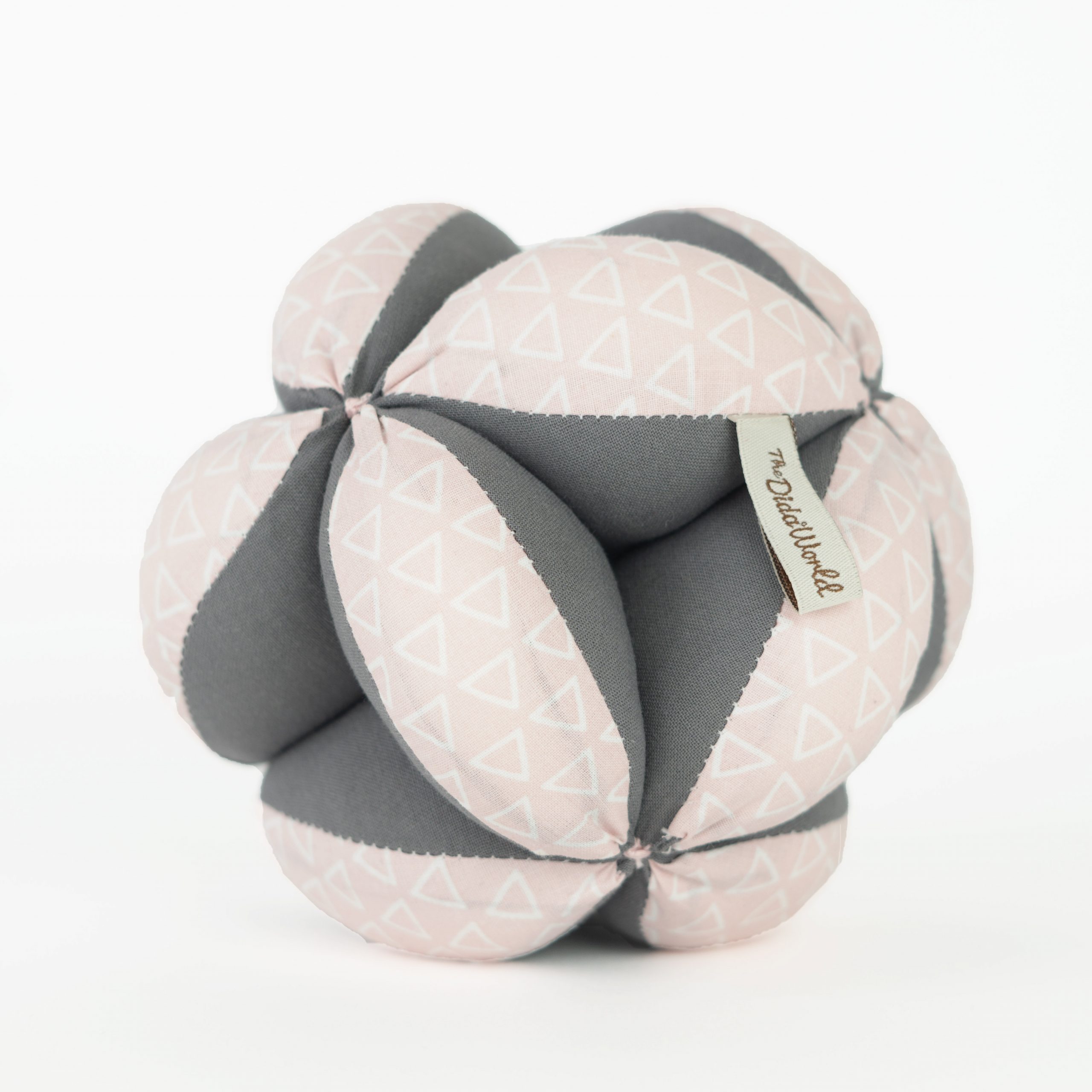 Palla Montessori sensoriale stoffa rosa grigio lavabile