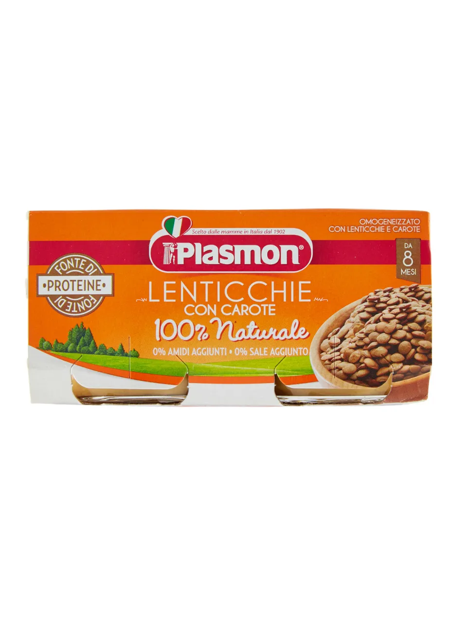 Plasmon Omogeneizzato Lenticchie Carote 2x80 g