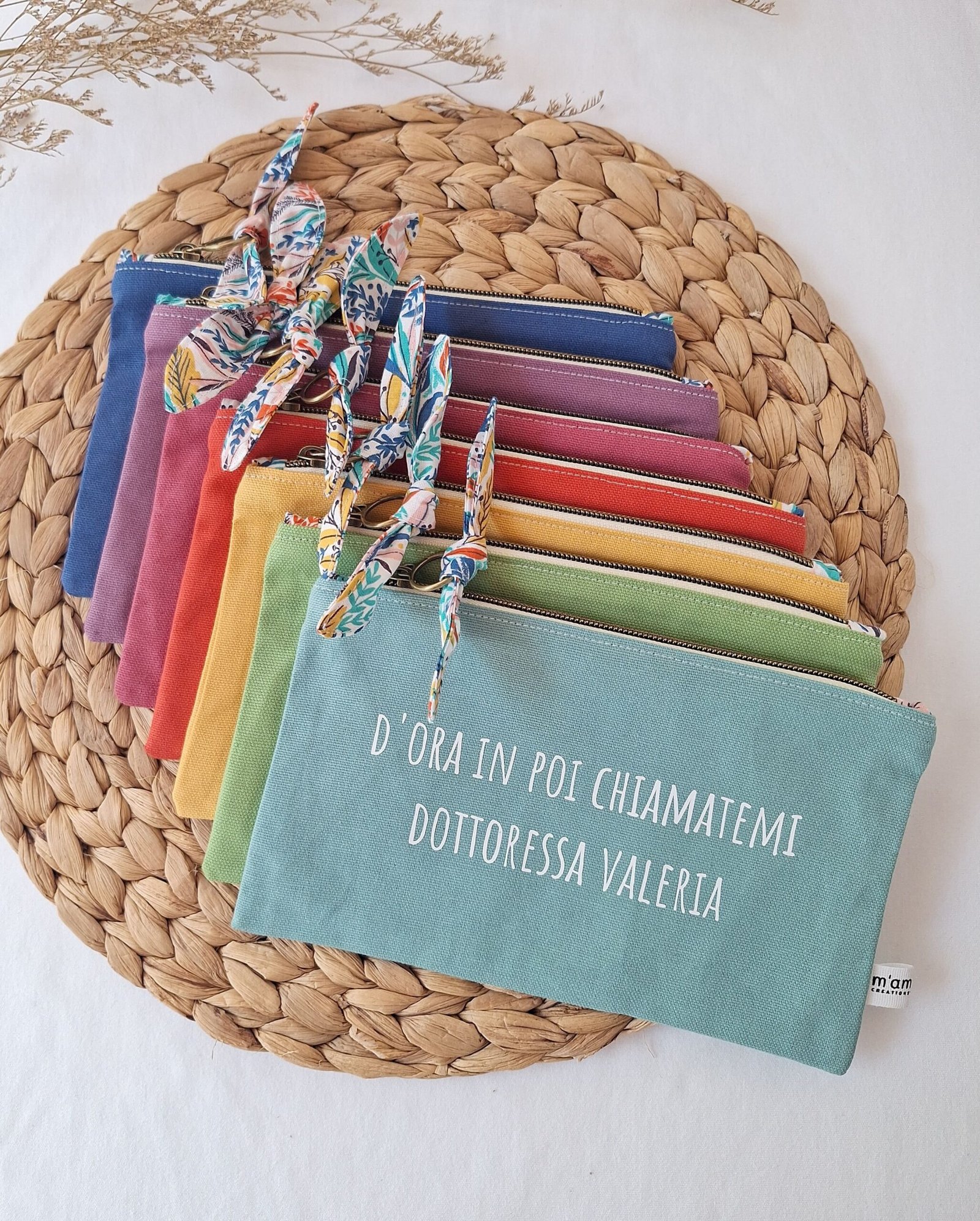 M'Amélie Creations Pochette Personalizzabile con frase cotone
