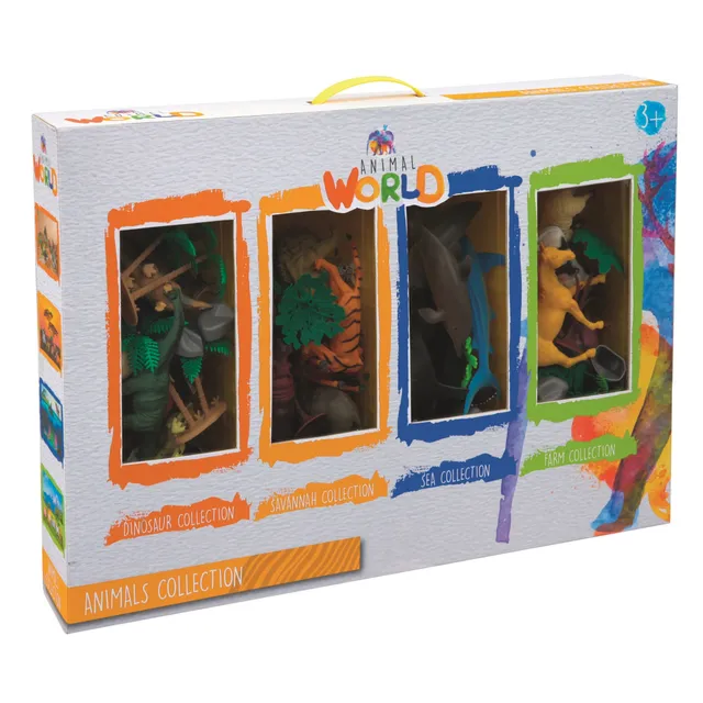 Animals Collection Set 4 famiglie animali dinosauri savana mare fattoria