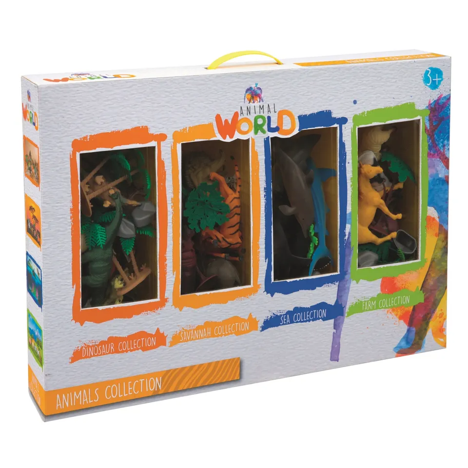 Animals Collection Set 4 famiglie animali dinosauri savana mare fattoria