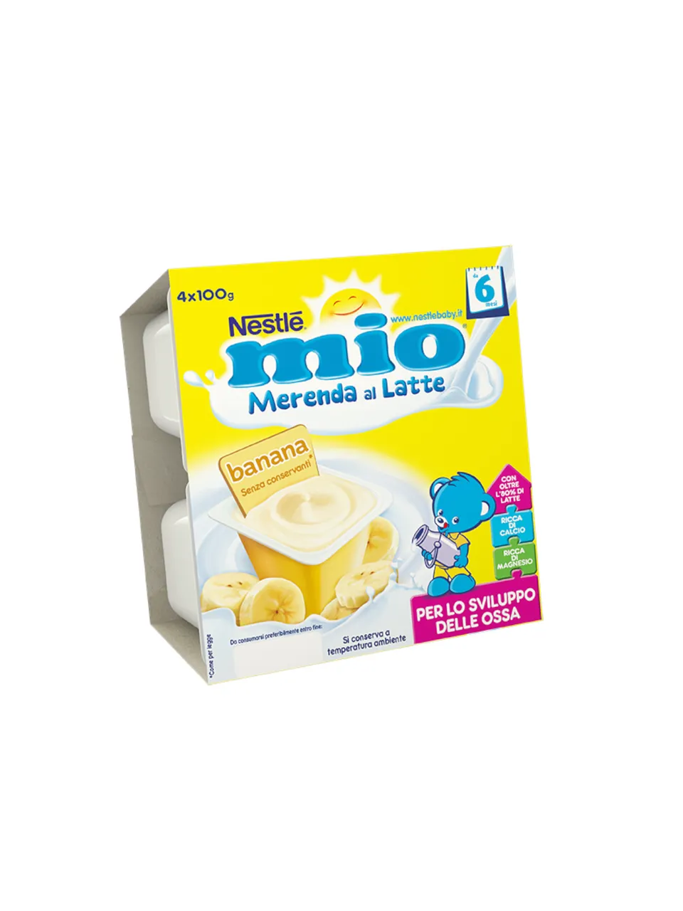 Nestlé Mio Merenda Lattea Banana 4x100 g con calcio