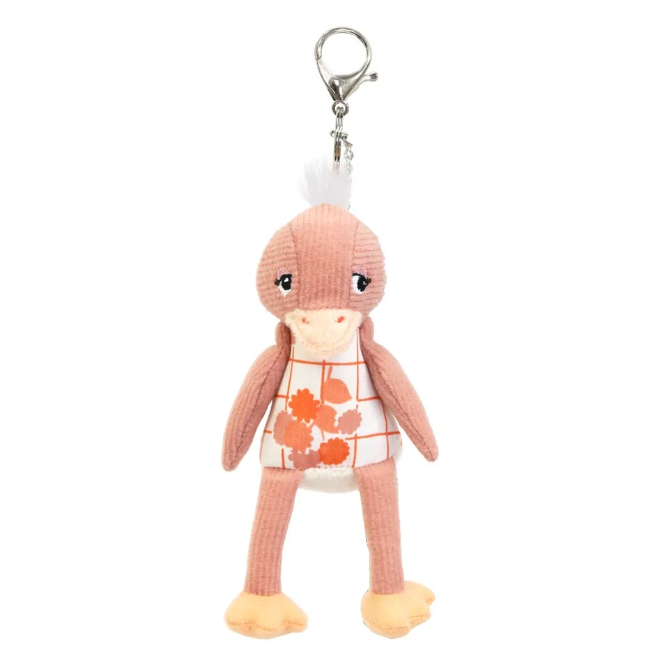 Les Déglingos Pomelos Portachiavi Peluche Struzzo Rosa