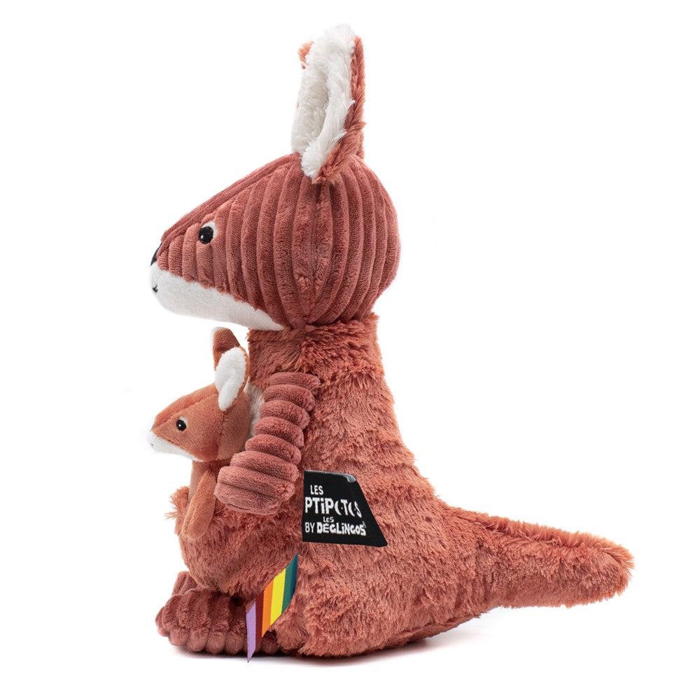 Les Déglingos Ptipotos Allezou peluche canguro terracotta