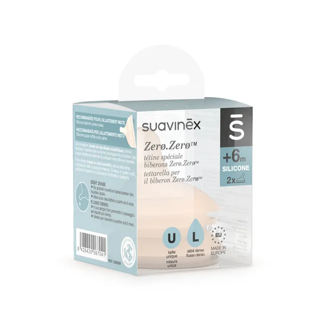 Suavinex Zero Zero tettarella flusso denso +6 mesi 2 pz silicone