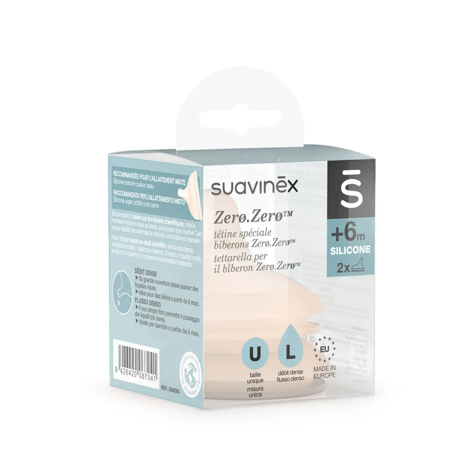 Suavinex Zero Zero tettarella flusso denso +6 mesi 2 pz silicone