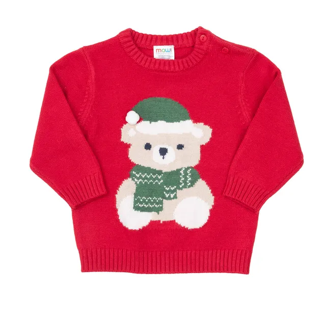 Toys Center Baby maglia tricot bimbo rossa orsetto Natale