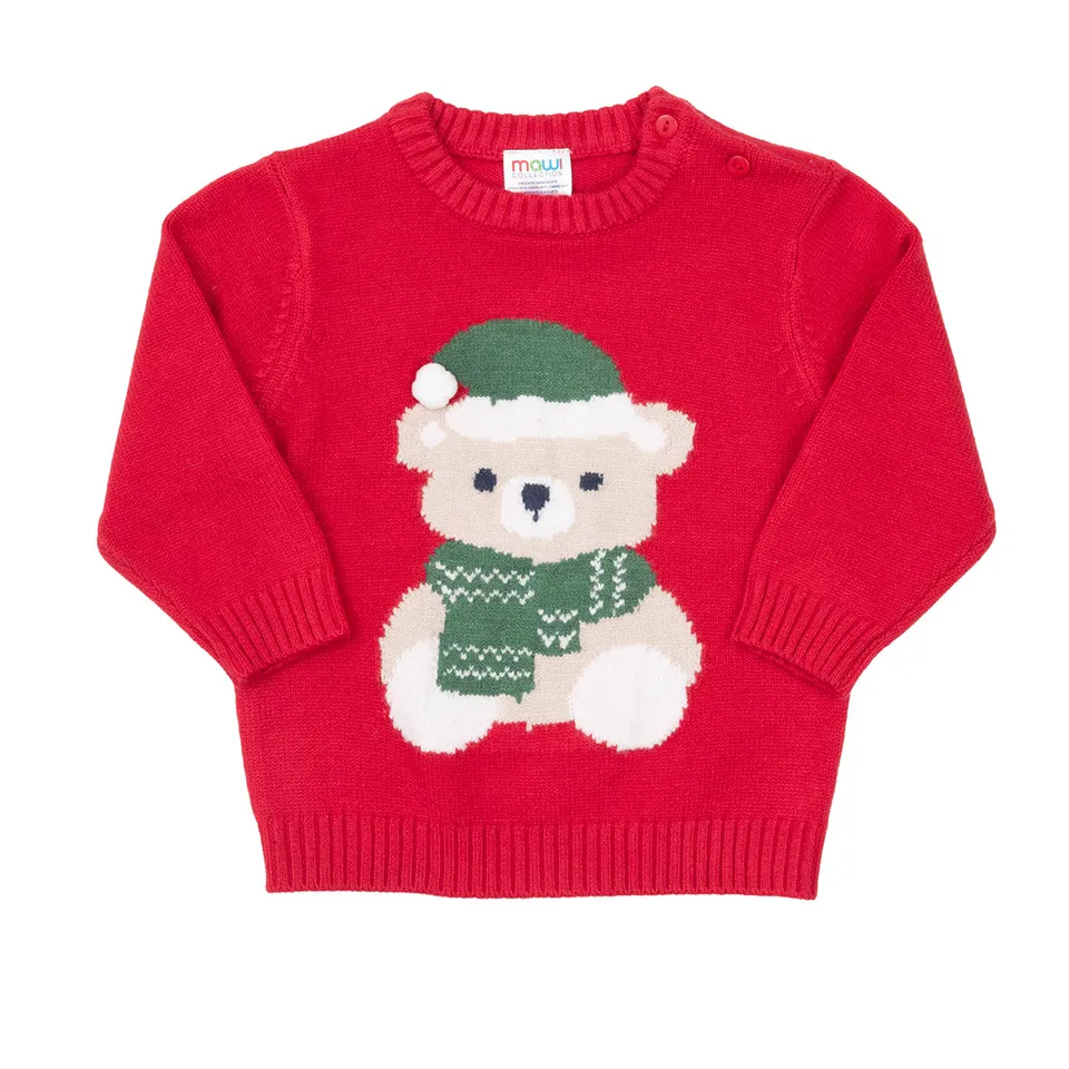 Toys Center Baby maglia tricot bimbo rossa orsetto Natale