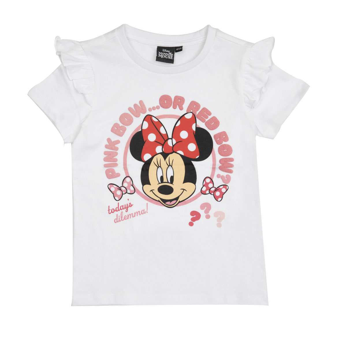Minnie T-shirt bimba bianca con frill mezza manica