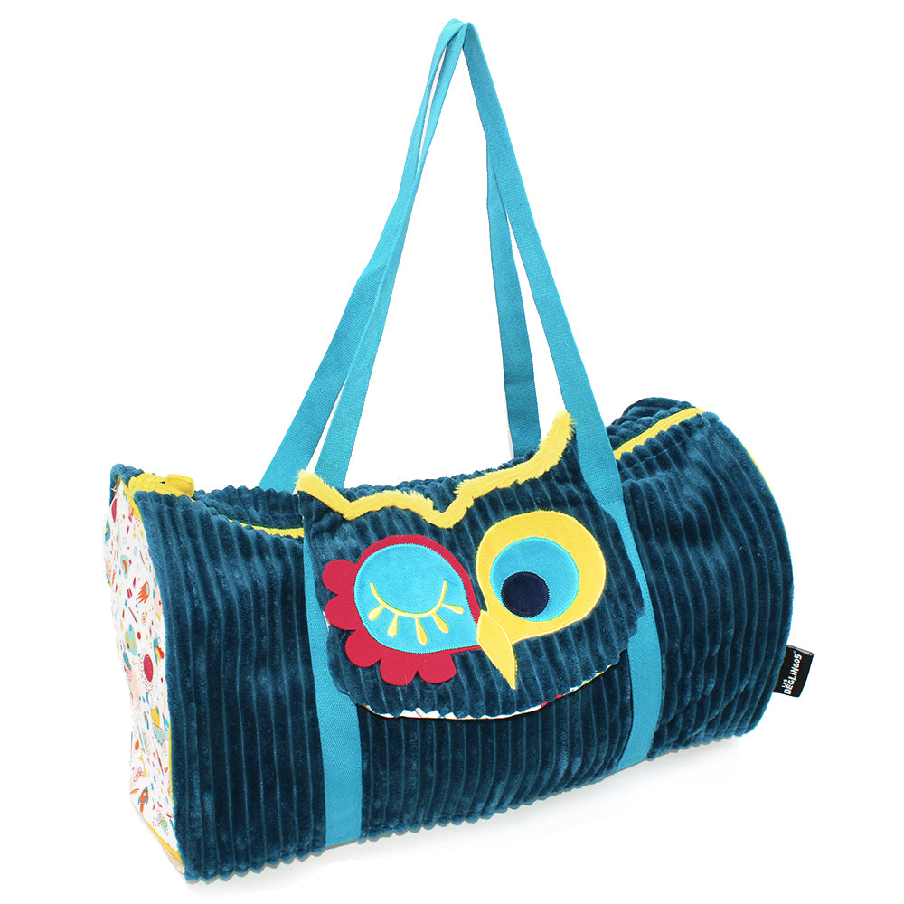 Les Déglingos Astros Borsa Weekend Gufo Blu 48 cm