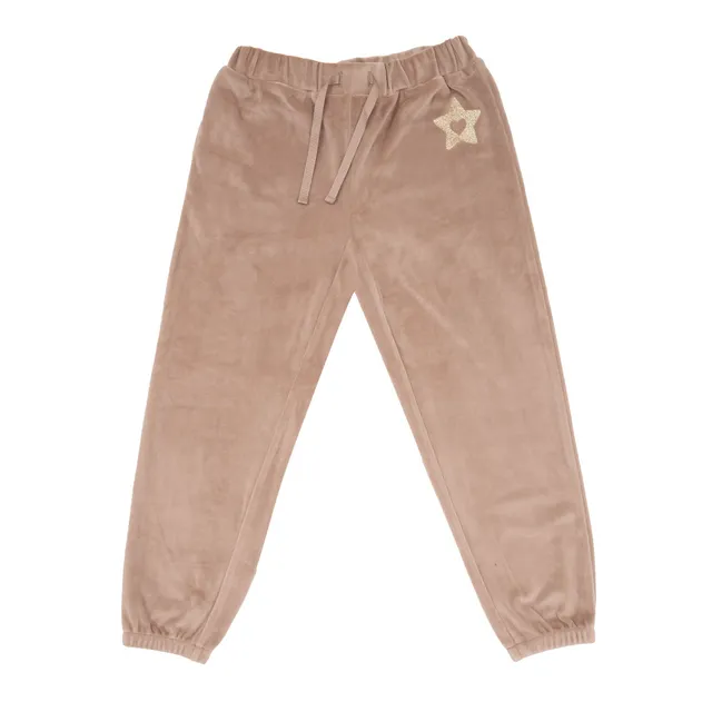 Piccola Stella Pantalone Ciniglia Bimba Beige con Elastico