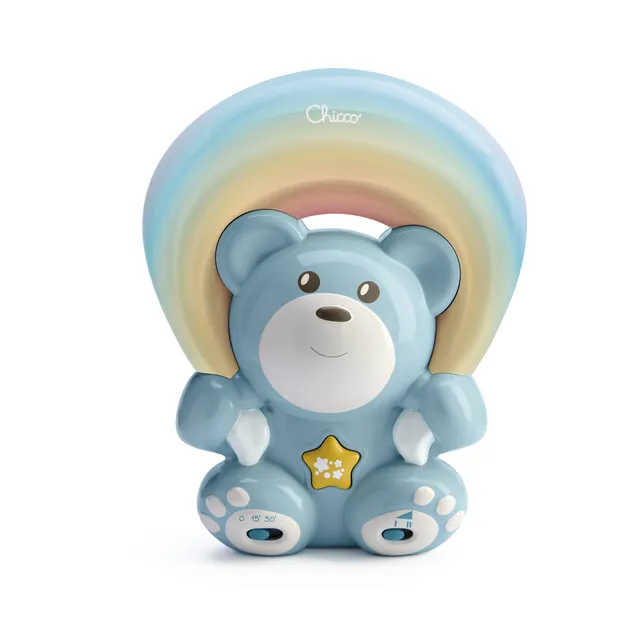 Orsetto Arcobaleno peluche proiettore azzurro musica nanna