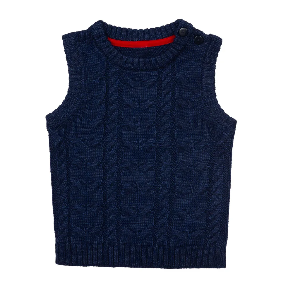Mawi gilet bambina tricot trecce blu viscosa