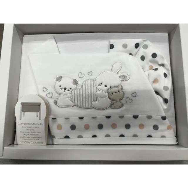 Completo maxiculla cotone tre animaletti neutro