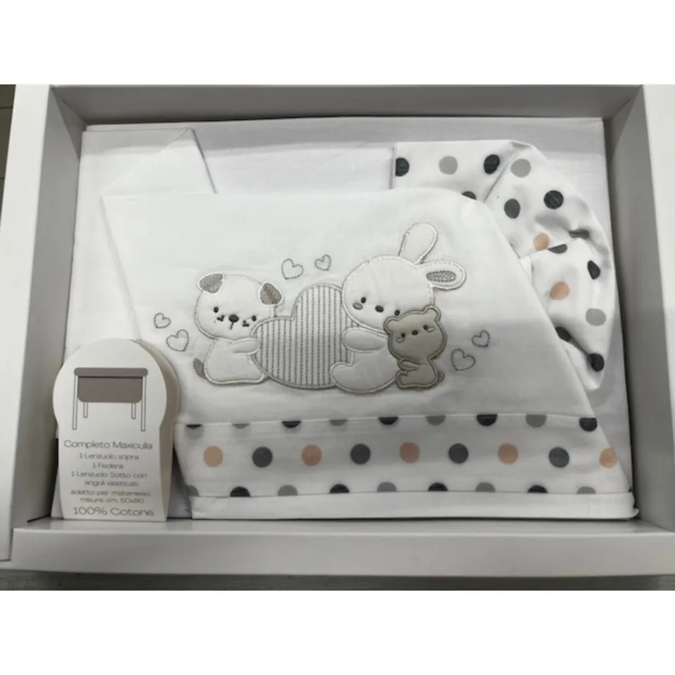 Completo maxiculla cotone tre animaletti neutro