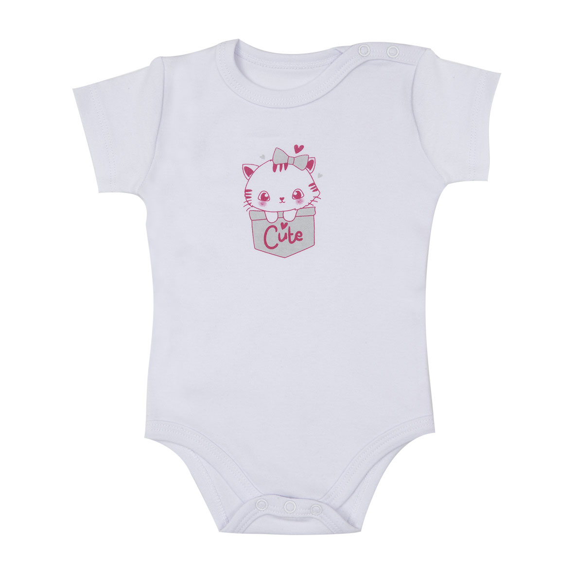 Mawi Body Cotone Manica Corta Bimba Stampa Girl Bianco