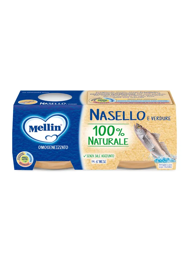 Mellin omogeneizzato nasello 2x80g senza sale 6m+