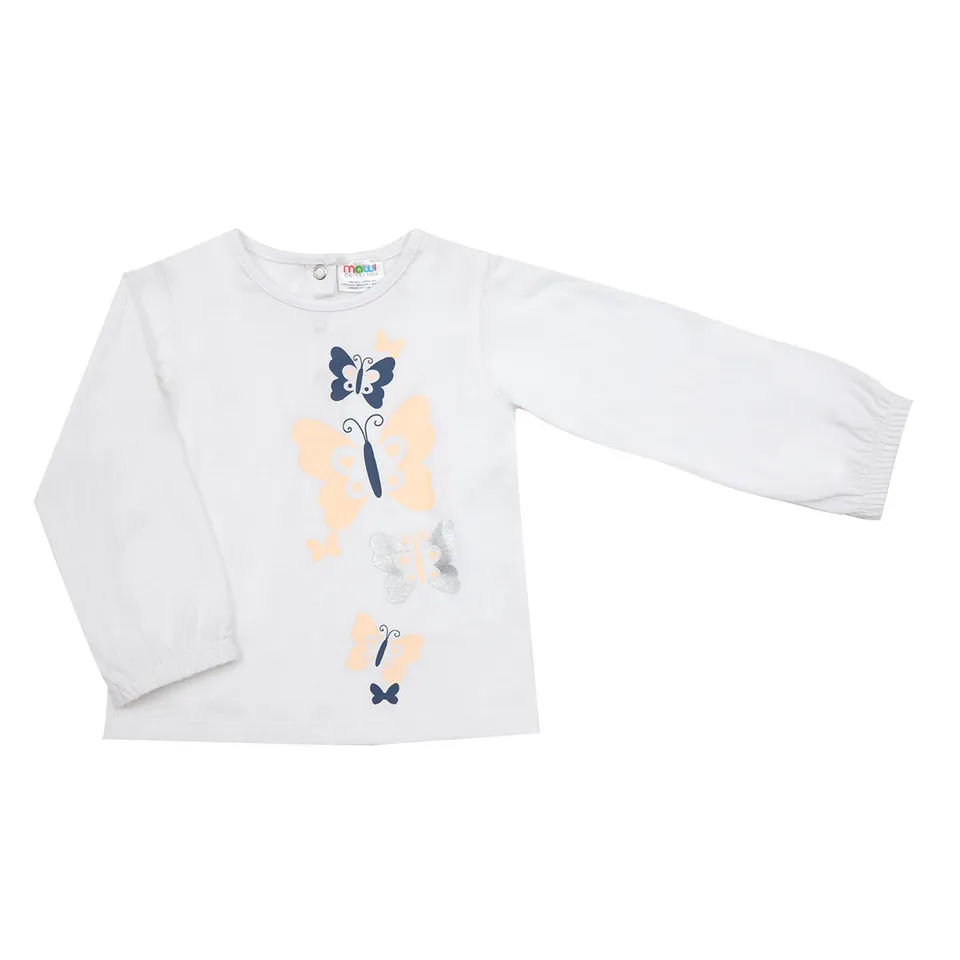 Maglia manica lunga bimba bianca farfalle cotone