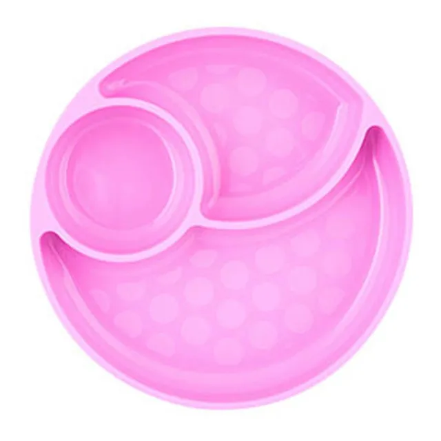 Chicco Piatto silicone rosa ventosa 12m+ porzionato
