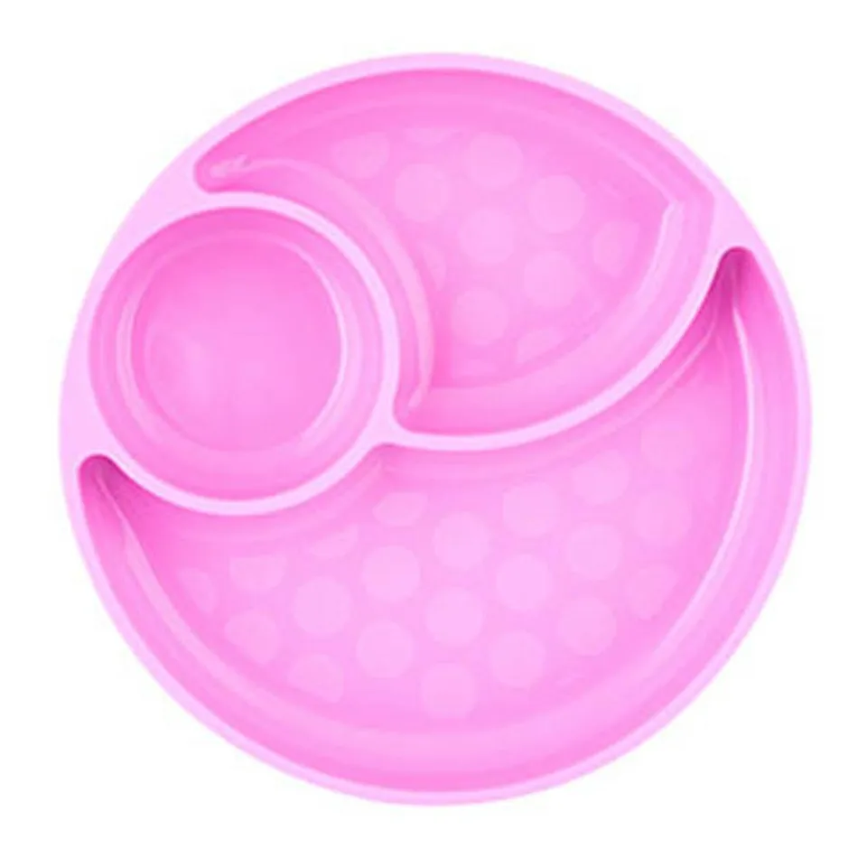 Chicco Piatto silicone rosa ventosa 12m+ porzionato
