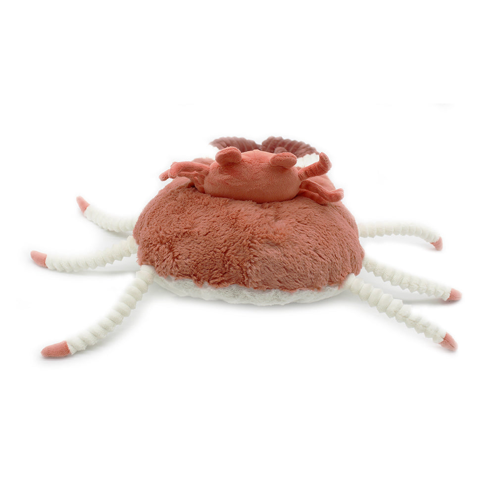 Les Deglingos Ptipotos Cassecou peluche granchio terracotta mamma