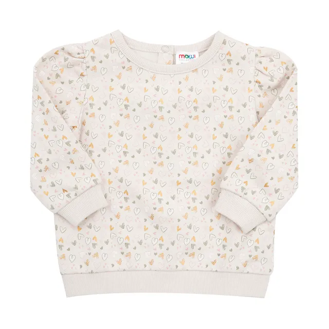 Toys Center Baby felpa bimba beige stampa cuoricini allover