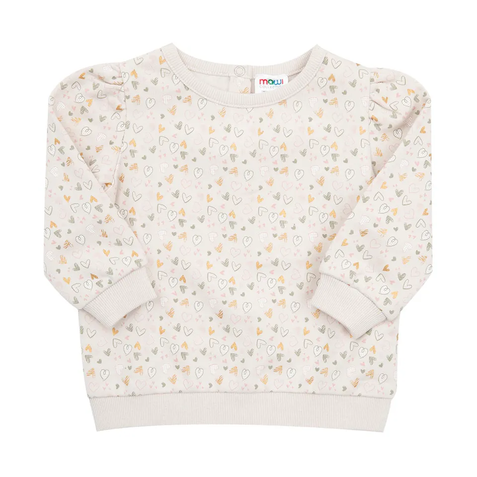 Toys Center Baby felpa bimba beige stampa cuoricini allover