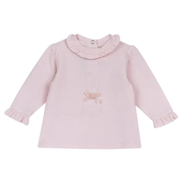 Chicco Maglietta Lupetto Rosa Ricamo Coniglio Manica Lunga